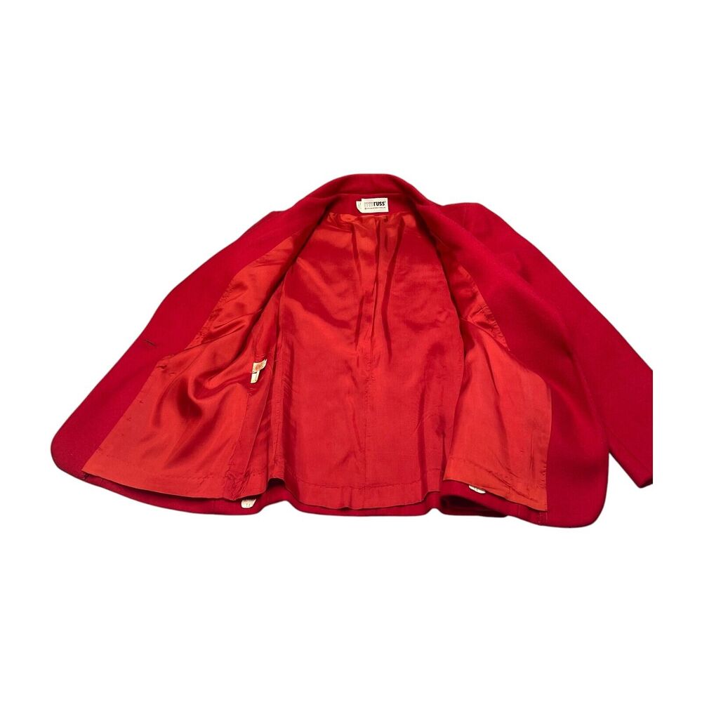 VTG Rrrrruss ILGWU Blazer Jacket Womens 07 Red Lined Notch Lapel Single-Breasted - Picture 4 of 12